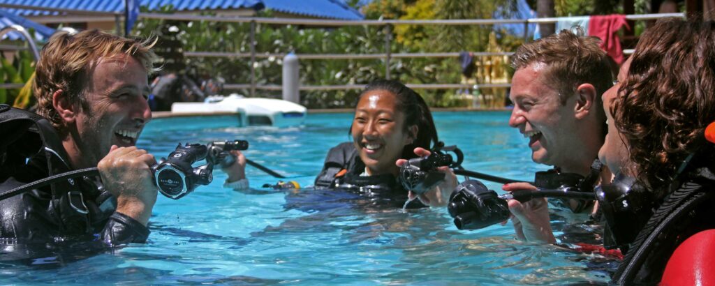 Scuba divers in the pool