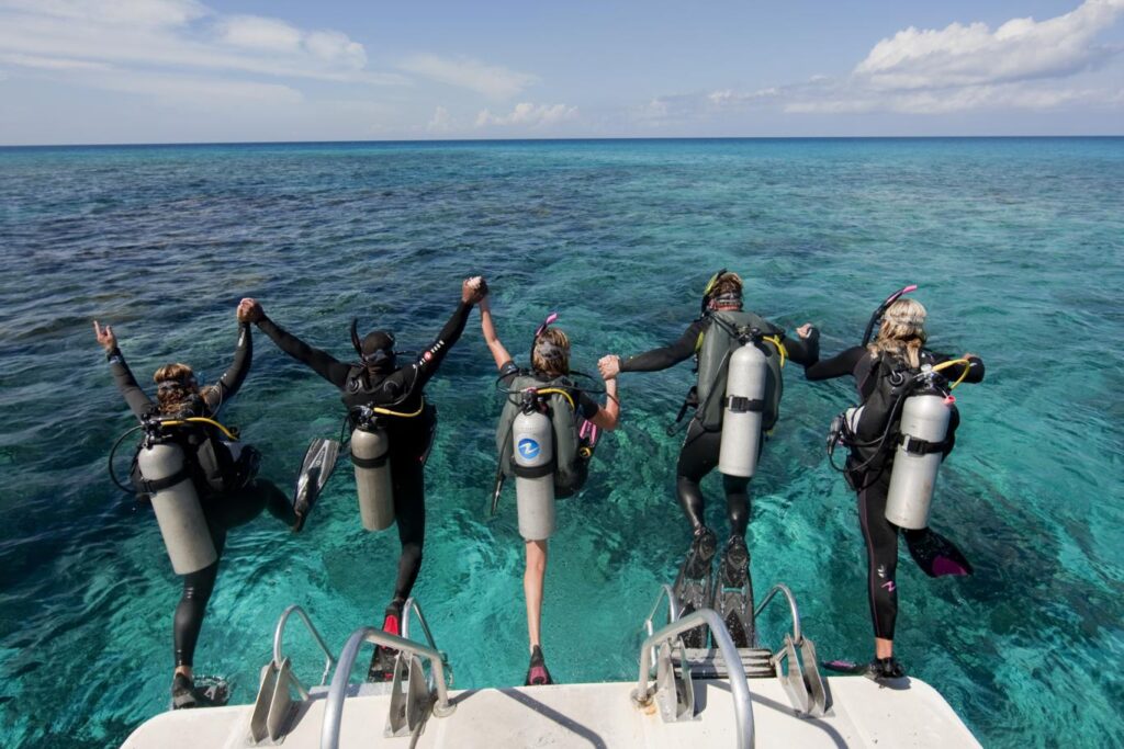 Divers jump for joy