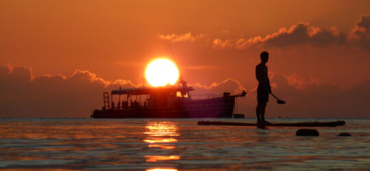 Big Blue Diving Boat at Sunset