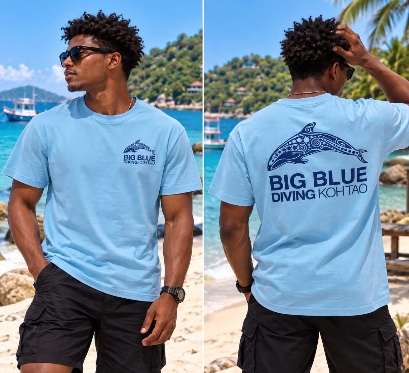 Big Blue Diving – Purple Dolphin T-Shirt - Image 4