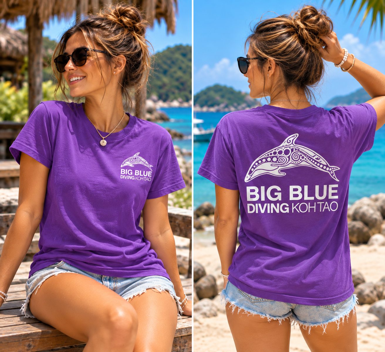 Big Blue Diving – Purple Dolphin T-Shirt