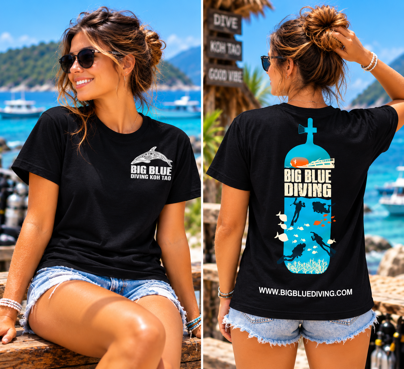 Big Blue Diving - Scuba Tank T-Shirt – Navy Blue
